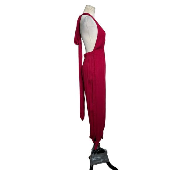 Lulus red rayon halter neck line jumpsuit size Small - Picture 12 of 16